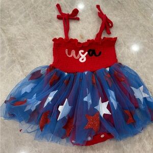 Baby Girl Payriotic Red white Blue USA Tutu Dress 0-3 Months